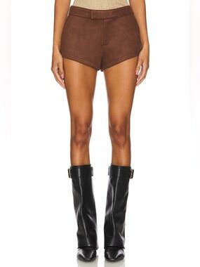 Nakedvice Women’s Elliot Faux Suede Hot Pants Size XS Brown  Chocolate NEW